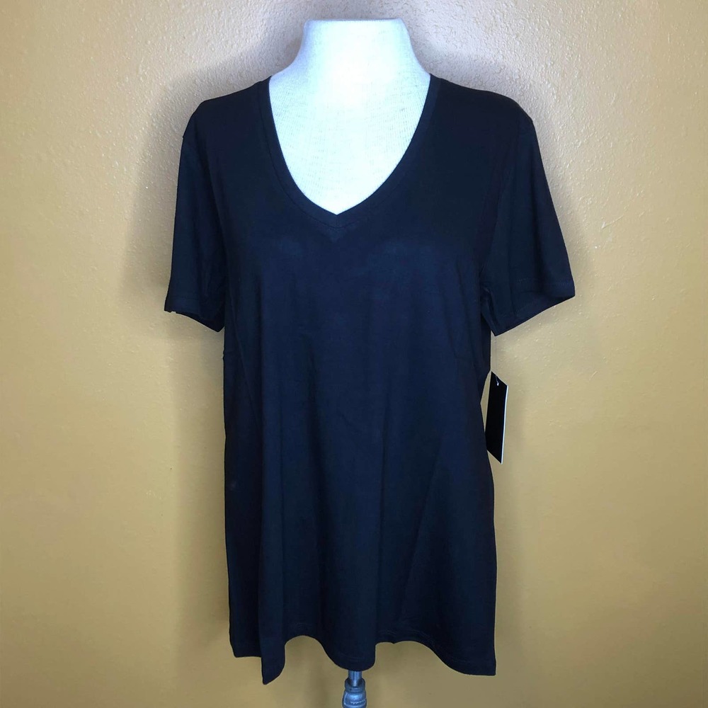 Solid Black Neutral Shirt Quality V-Neck T-Shirt New